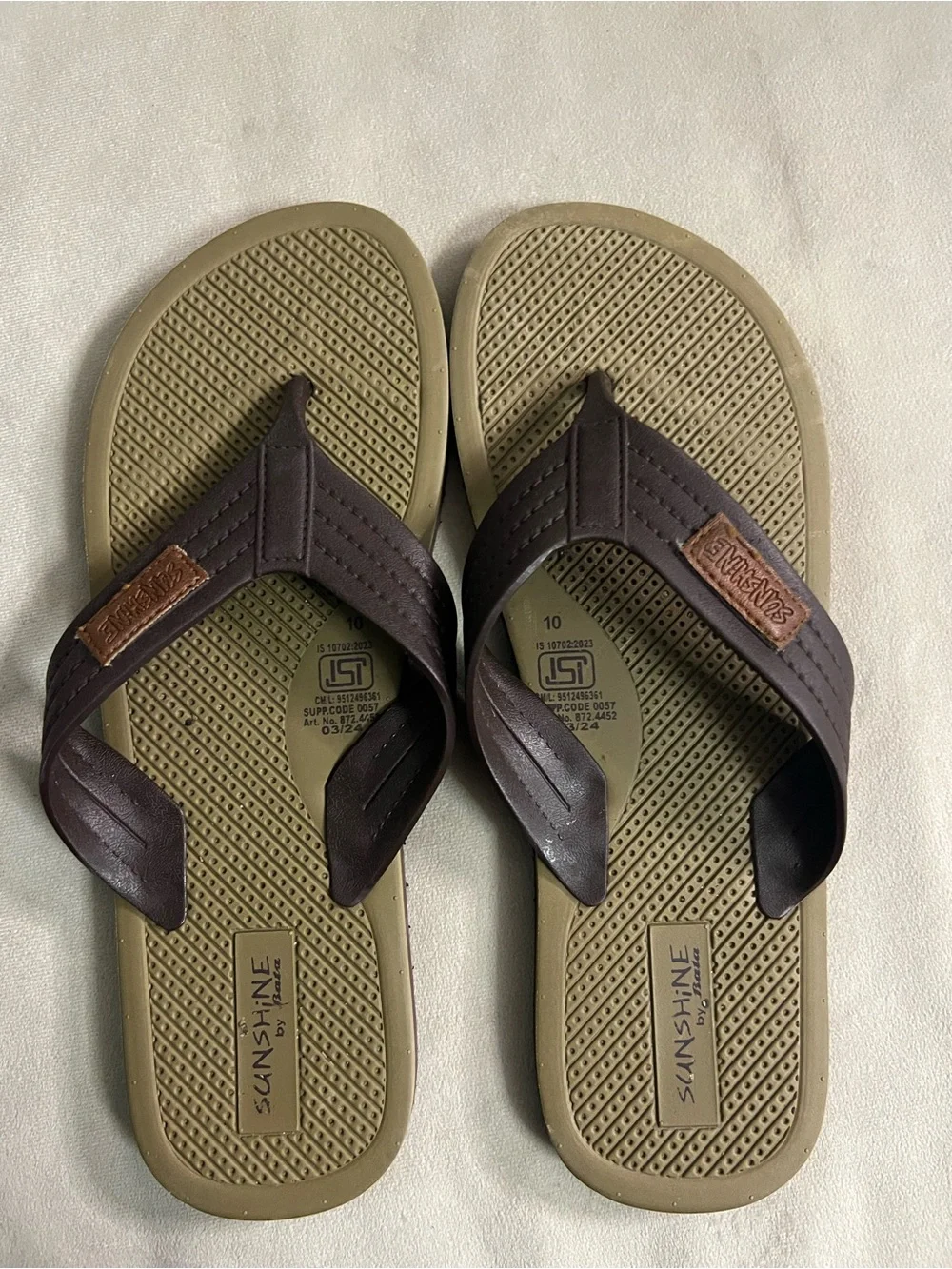 🌞 Sunshine by Relaxo Men’s Sandals Size 10 Brown/Tan Comfort Thong Sandals 🌞